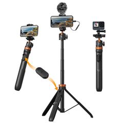 K&F CONCEPT Tripé com Selfie Stick 2 em 1 com Controle Remoto