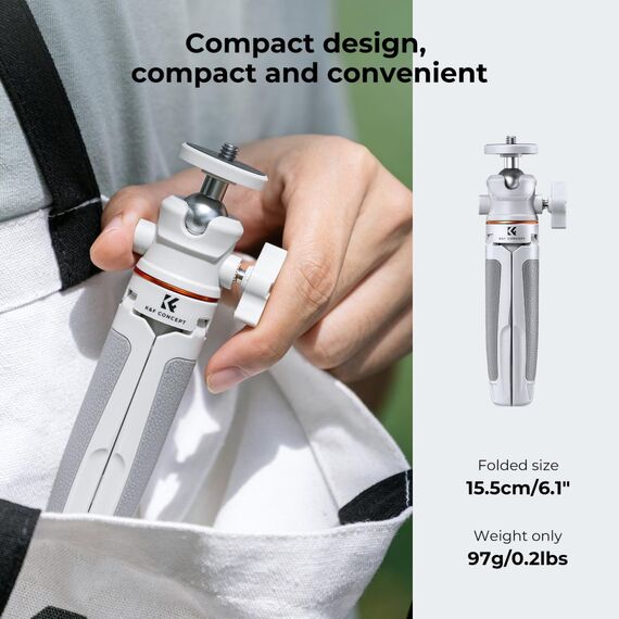 K&F CONCEPT Tripé Portátil com Selfie-Stick Bluetooth MS02 + Suporte Smartphone - Branco